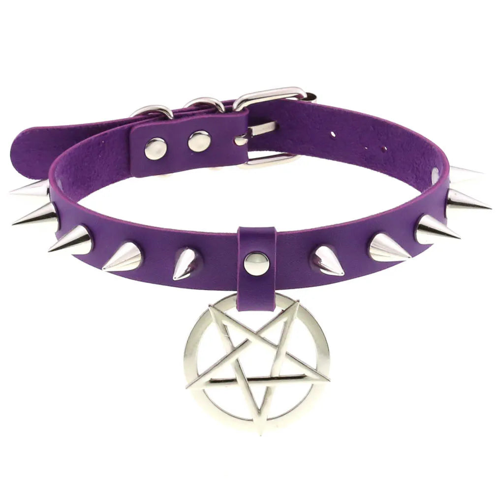 DIEZI Vintage Purple PU Leather Choker Necklace For Women Men Gift  Punk Gothic Statement Collar Pendant Necklace New Jewelry
