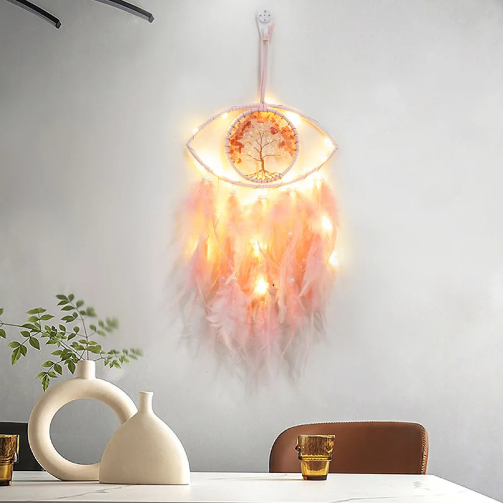 Evil Eye Dream Catcher For Bedroom With Lights Wall Hanging Dream Catchers Witch Dark Decor Gothic Wall Dreamcatchers Craft Gift
