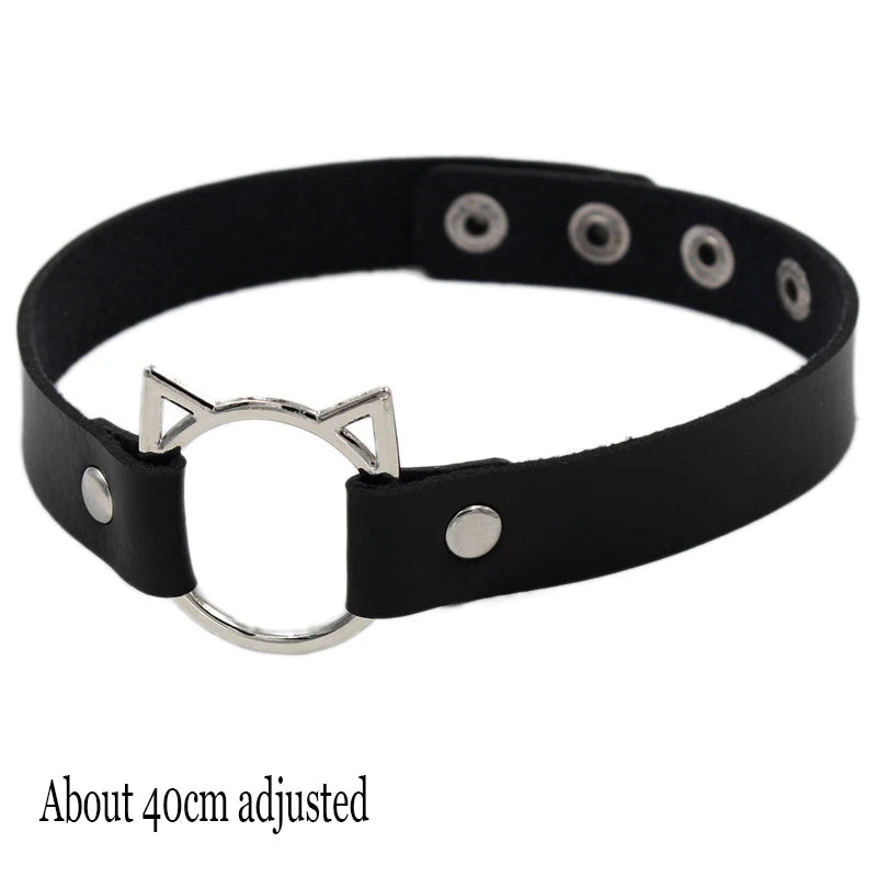 New Sexy Harajuku PU Leather Chain Heart Pendant Necklaces Women Men Punk Neck Gothic Black Pink Choker Necklace Cool Collar