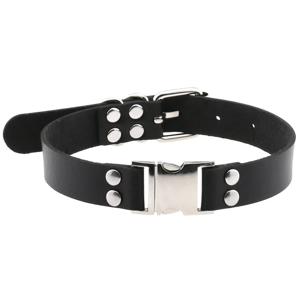 Leather Spiked Choker Punk Collar Women Men Rivets Studded Chocker Chunky Necklace Goth Jewelry Metal Gothic Emo Accessories