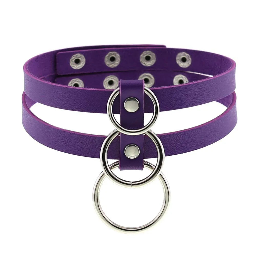 DIEZI Vintage Purple PU Leather Choker Necklace For Women Men Gift  Punk Gothic Statement Collar Pendant Necklace New Jewelry