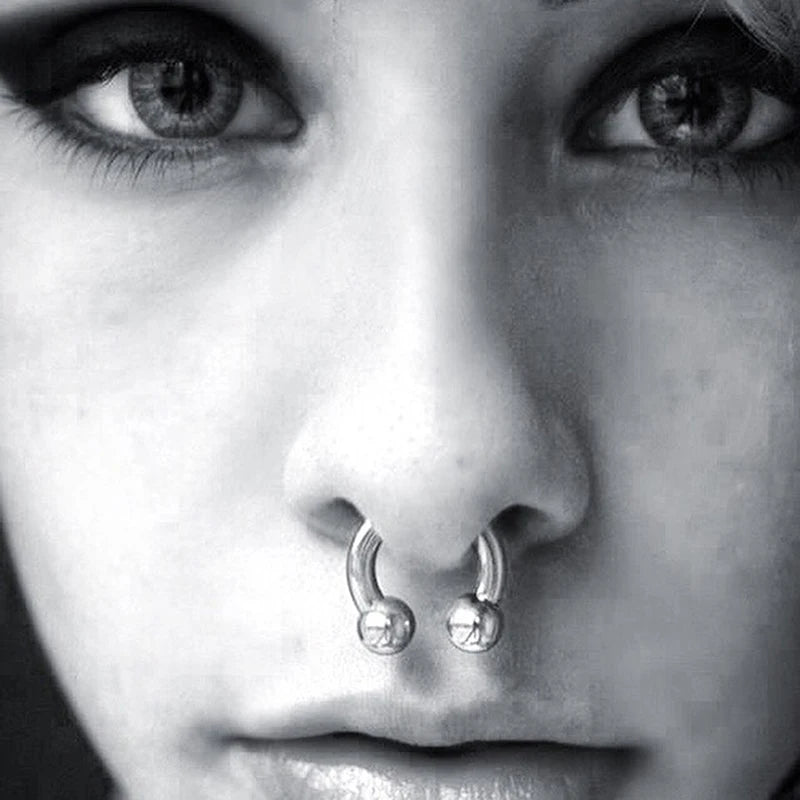 1Pc/lot Steel Big Large Size Horseshoe Ring Nose Piercing Ear Expander BCR Hoop Earring Septum 12-00G Male Intimate Body Jewelry