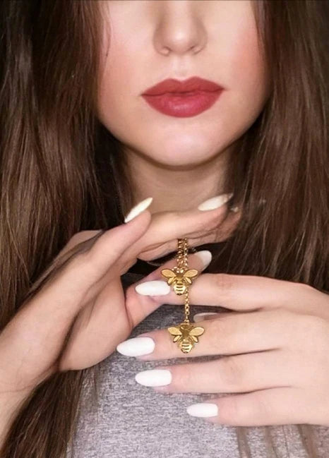 Fashion Bee Stainless Steel Long Necklace for Women Gold Color Statement Necklace Jewelry colgantes mujer moda N1525S03