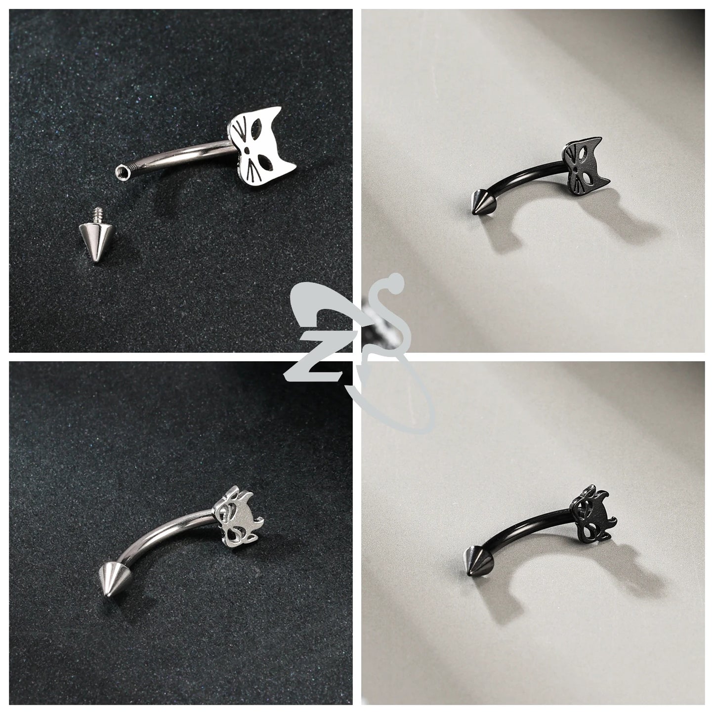 ZS 1 PC Punk 16G Stainelss Steel Eyebrow Piercing Men Pumpkin Ghost Eyebrows Ring Lip Belly Piercings Hallowmas Jewelry 8/10MM