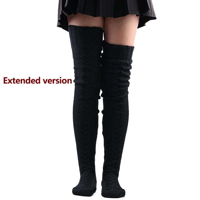 Cute Long Socks Lolita Leg Warmer Knitted Woollen Foot Warmer Stockings Autumn Winter Woman Knee-High Socks Leisure Loose Socks