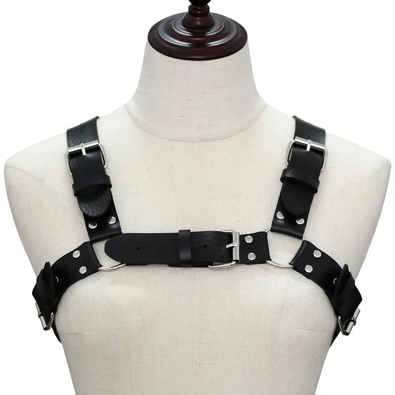 Decopunk Punk Gothic Chest Shoulder Strap Body Binding Belt Men and Women Leather Adjustable Belt Sling Safety Punk Gothic Belt
