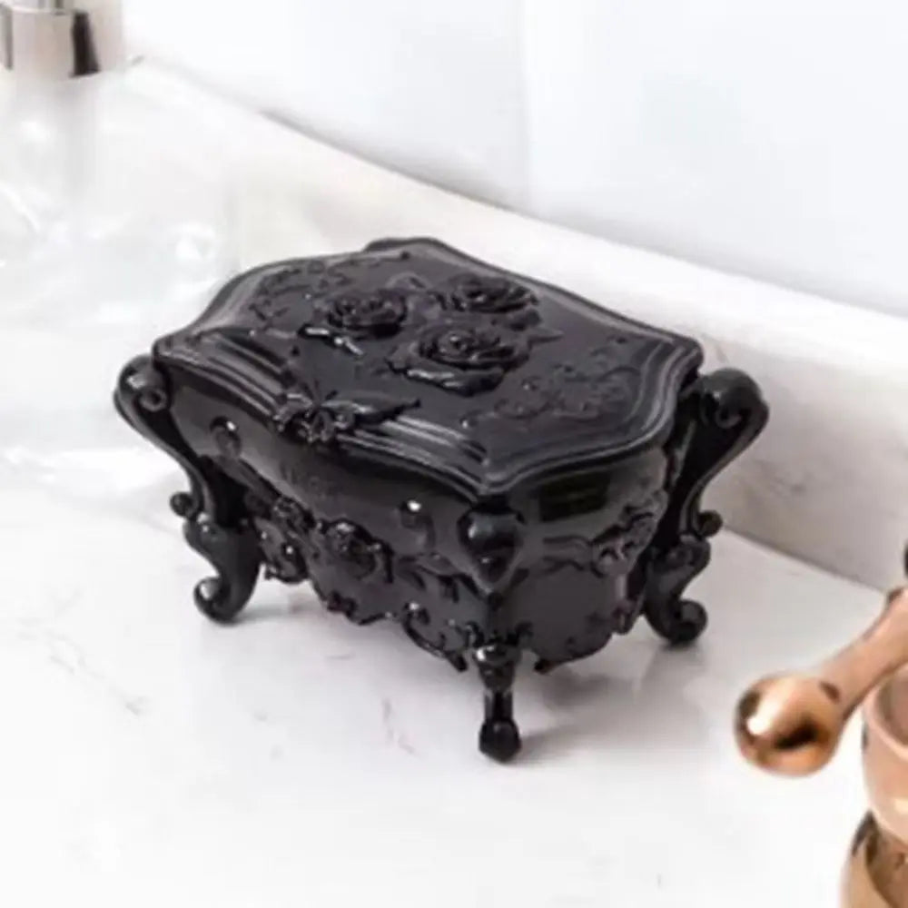 Multifunctional With Mirror Rose Flower Storage Box Carved Korean Style Jewelry Storage Box Retro Home