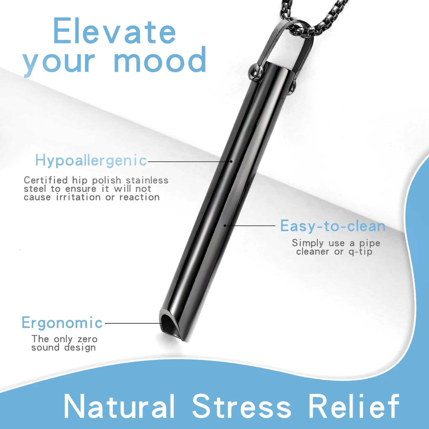 Stainless steel Mindful Breathing Necklace, Anxiety Relief ItemsThe Necklace for Anxiety, Stress, Panic Meditation Tools