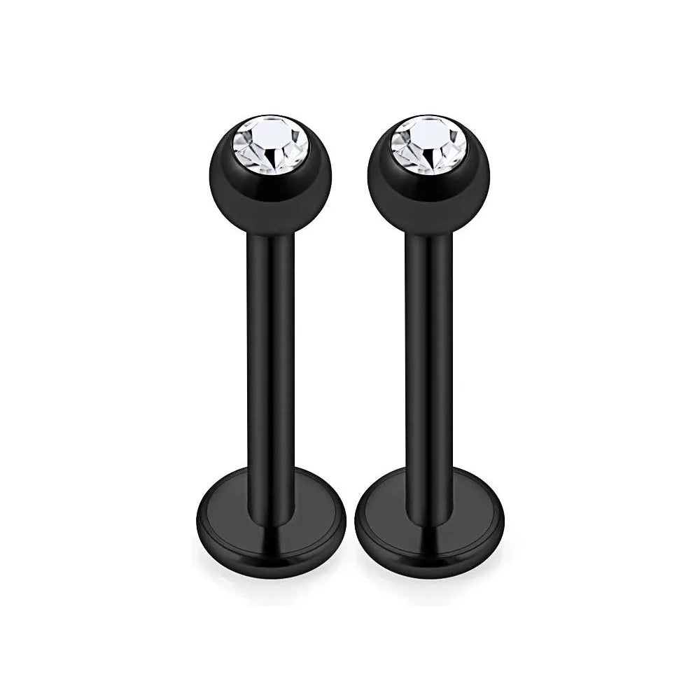 1-16pcs 16G Stainless Steel Lip Rings Studs Medusa Labret Monroe Tragus Helix Cartilage Forward Earrings Piercing Jewelry Black