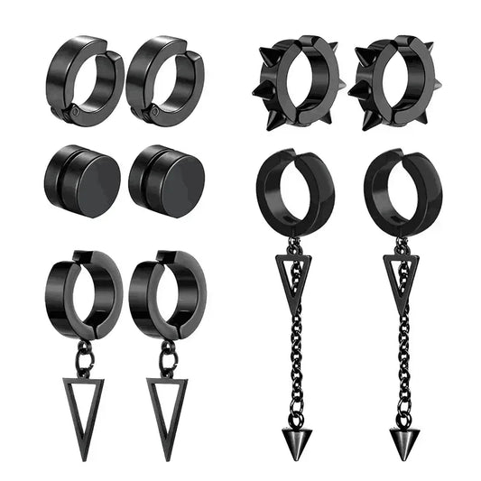 1 pairs No Piercing Earrings Titanium Steel Clip-on Fake Earring Round Ear Clip For Women Men Punk Party Fashion Sexy Jewelry