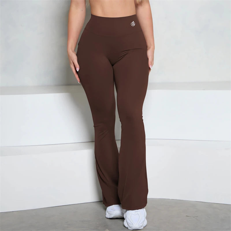 BUM Grey Pocket Flare Scrunch Butt Pants PB Women Tight-Fit Sexy Slim High Waist Pants Push Up Sport Fitness Flare Leggings