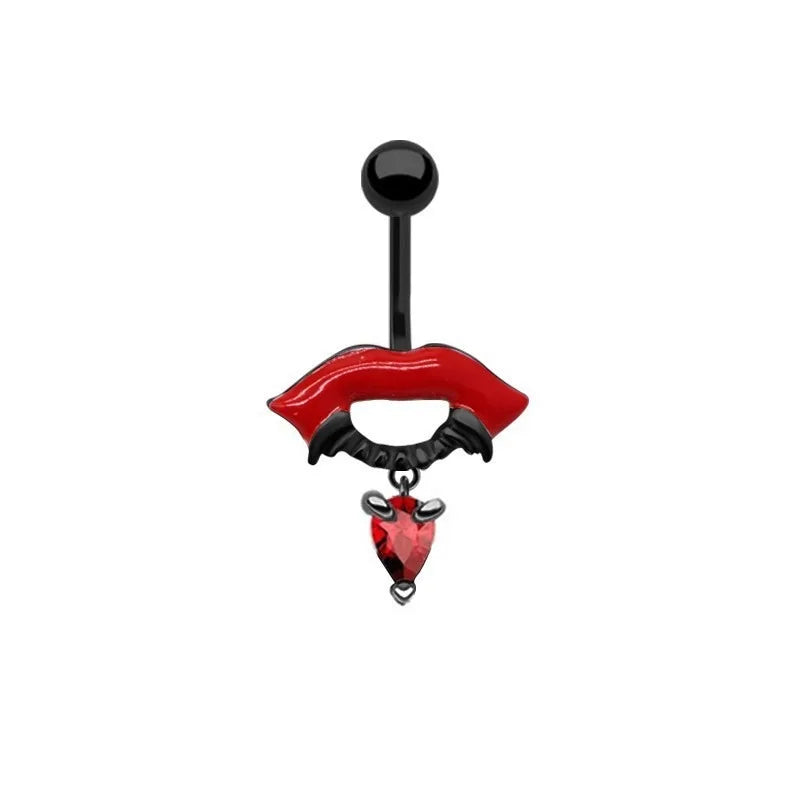 New stainless steel bat belly button ring, personalized snake shaped belly button buckle, fashionable skull piercing accessory