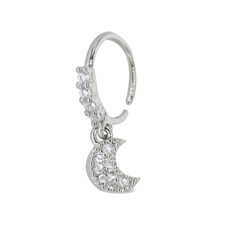 20G Gem Dangle Nose Rings for Women heart dangle Nose Piering Jewelry body jewelry
