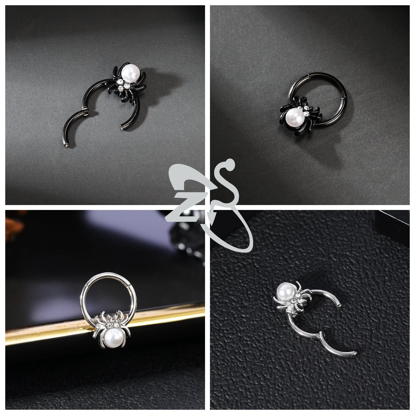 ZS 1 Piece Punk Stainless Steel Nose Ring Men Women Pumpkin Bat Septum Piercings Hallowmas Cartilage Helix Piercing Body Jewelry