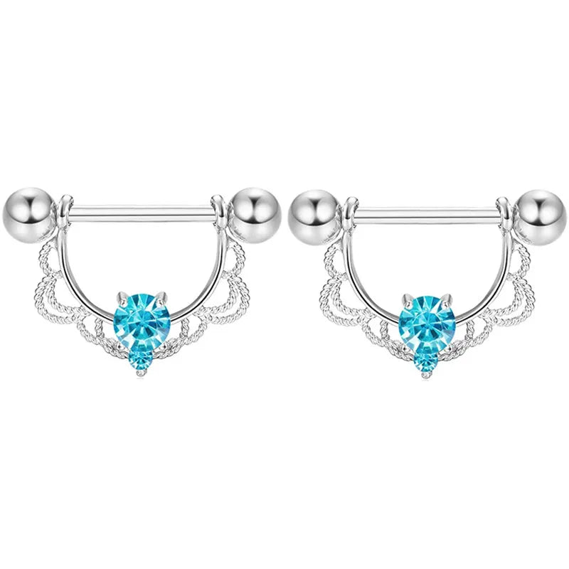 Stainless Steel Crown Nipple Piercing Set Heart Nipple Jewelry Bulk Crystal Nipple Ring Lot Piercing Pezon Body Jewelry Pack