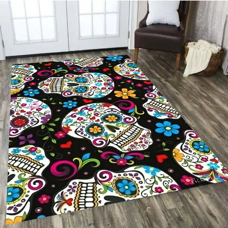 Skull Horror Series Carpet Living Room Home Decor Sofa Table Rug Anti Slip Chair Cushion Lounge Mat picnic camping children  Art