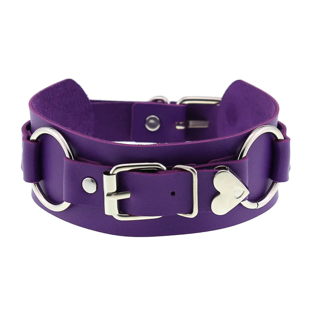 DIEZI Vintage Purple PU Leather Choker Necklace For Women Men Gift  Punk Gothic Statement Collar Pendant Necklace New Jewelry