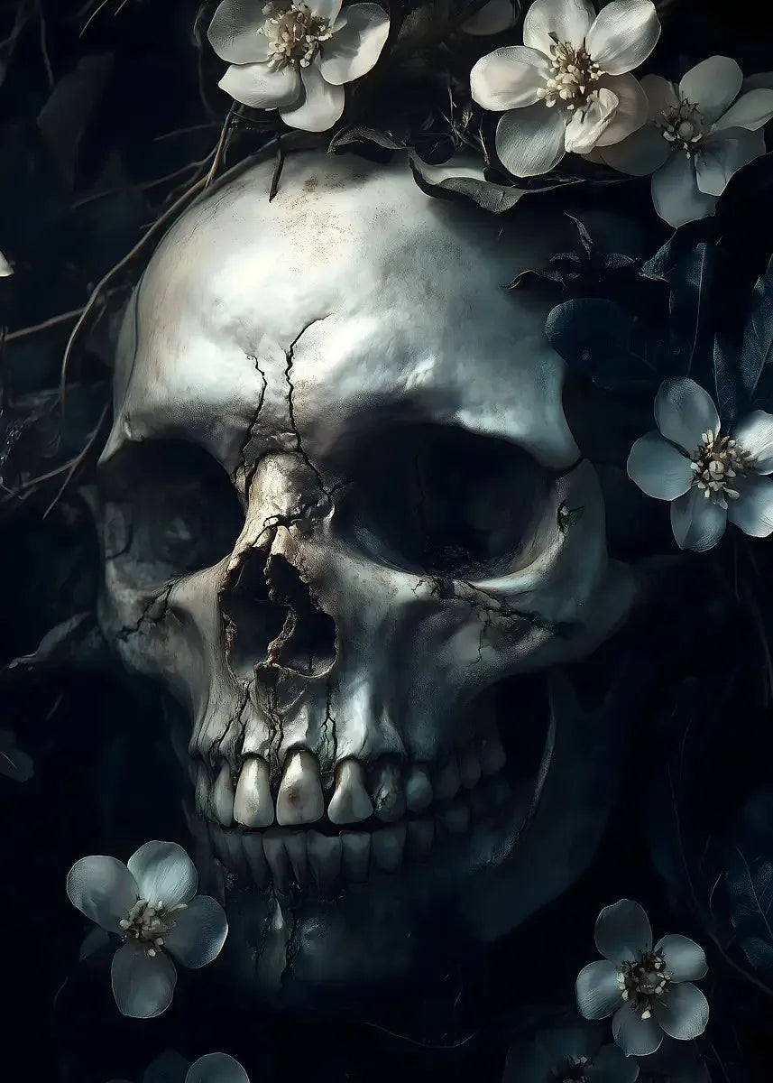 Flower Skull Dark Style Canvas Art Printing Fashion Popular Room Home Decoration Villa Natural Wall Art Printing Decoration Gift