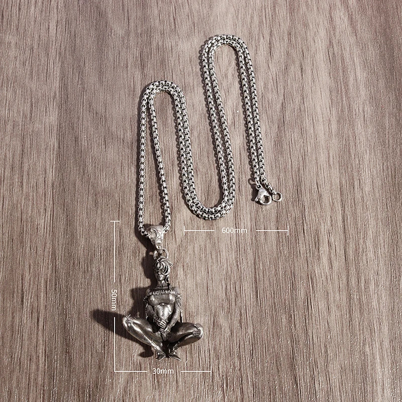 Retro Punk Killer Pendant Necklace for Men and Women Personalized Cool Jewelry Unique Gift for Couples