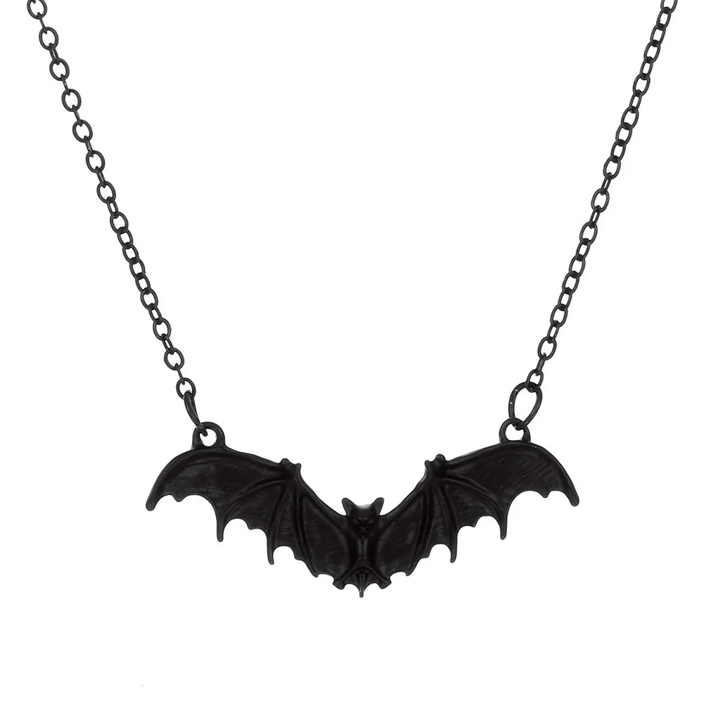 Gothic Bat Necklace for Women Men Punk Hip Hop Rock Vintage Metal Pendant Necklace Party Halloween Jewelry Gifts Cool Thing 2023
