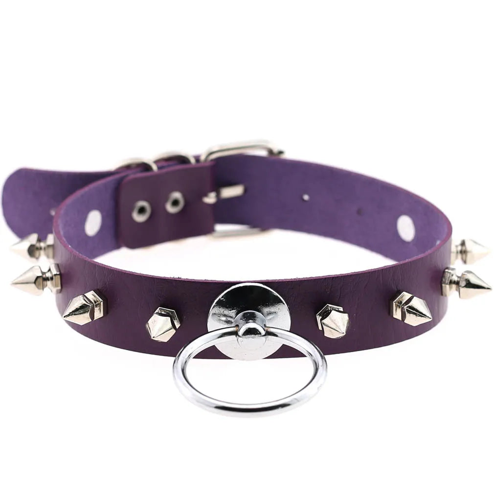 DIEZI Vintage Purple PU Leather Choker Necklace For Women Men Gift  Punk Gothic Statement Collar Pendant Necklace New Jewelry