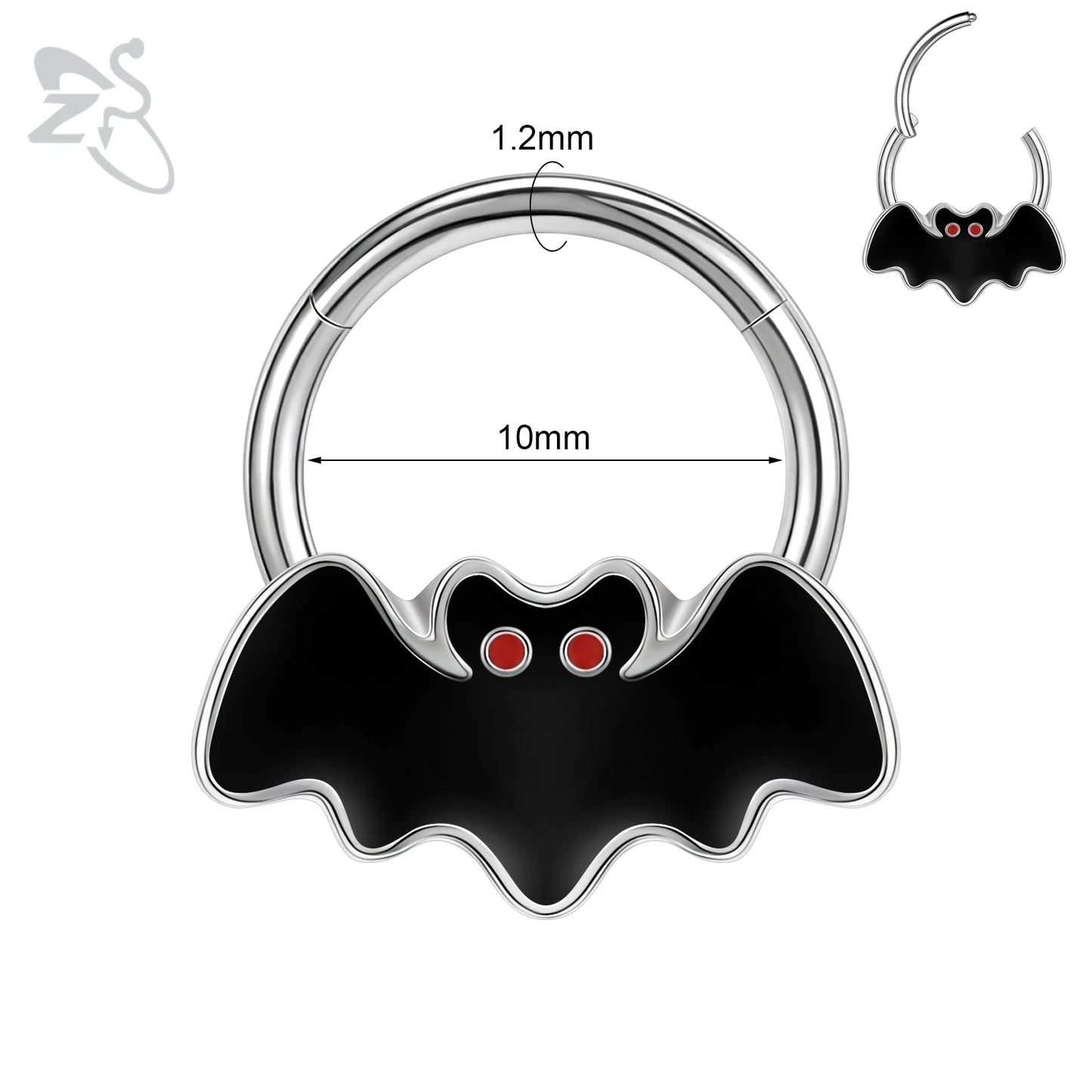 ZS 1 Piece Punk Stainless Steel Nose Ring Men Women Pumpkin Bat Septum Piercings Hallowmas Cartilage Helix Piercing Body Jewelry