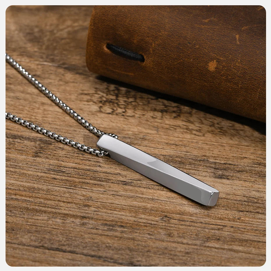 Vnox Viking Rune Necklaces for Men, Vertical 3D Mobius Bar Pendant, Protection Almut Jewelry Collar