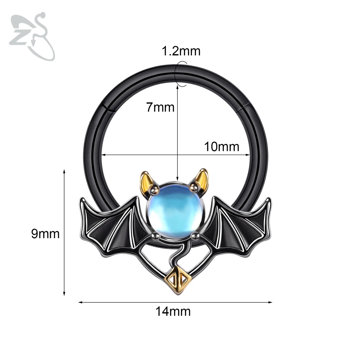 ZS 1 Piece Punk Stainless Steel Nose Ring Men Women Pumpkin Bat Septum Piercings Hallowmas Cartilage Helix Piercing Body Jewelry