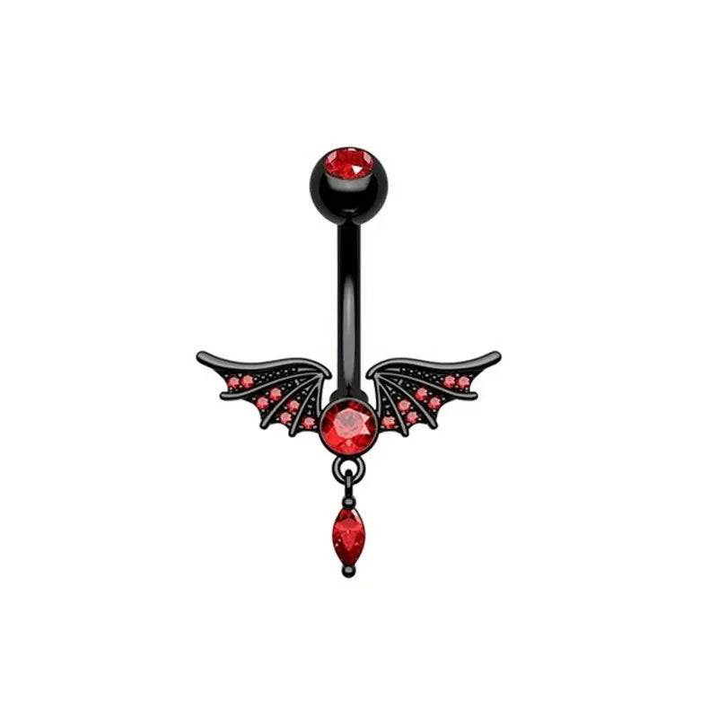 New stainless steel bat belly button ring, personalized snake shaped belly button buckle, fashionable skull piercing accessory