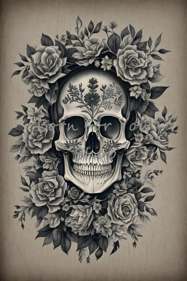 Floral Skulls Portrait Gothic Posters and Prints