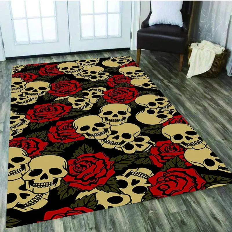 Skull Horror Series Carpet Living Room Home Decor Sofa Table Rug Anti Slip Chair Cushion Lounge Mat picnic camping children  Art