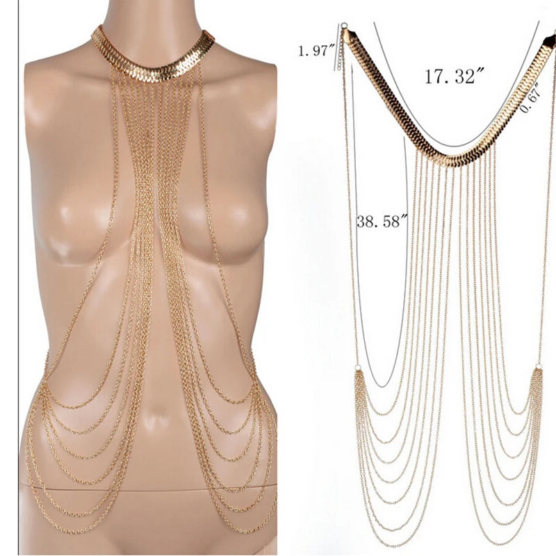 Hot Sexy Body Chain Necklaces Tassel Alloy Long Necklace Female Fashion Jewelry