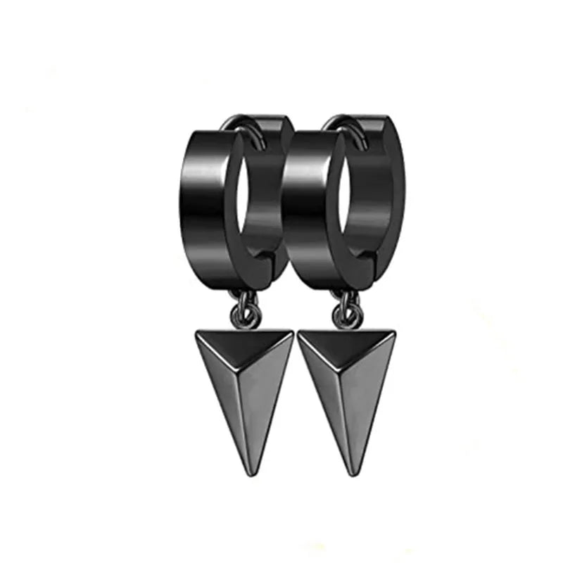 2pc Stainless Steel Cross Hoop Earrings for Men and Women Punk Black Cartilage Earrings Round Street Hip Hop Rock Jewelry Gifts