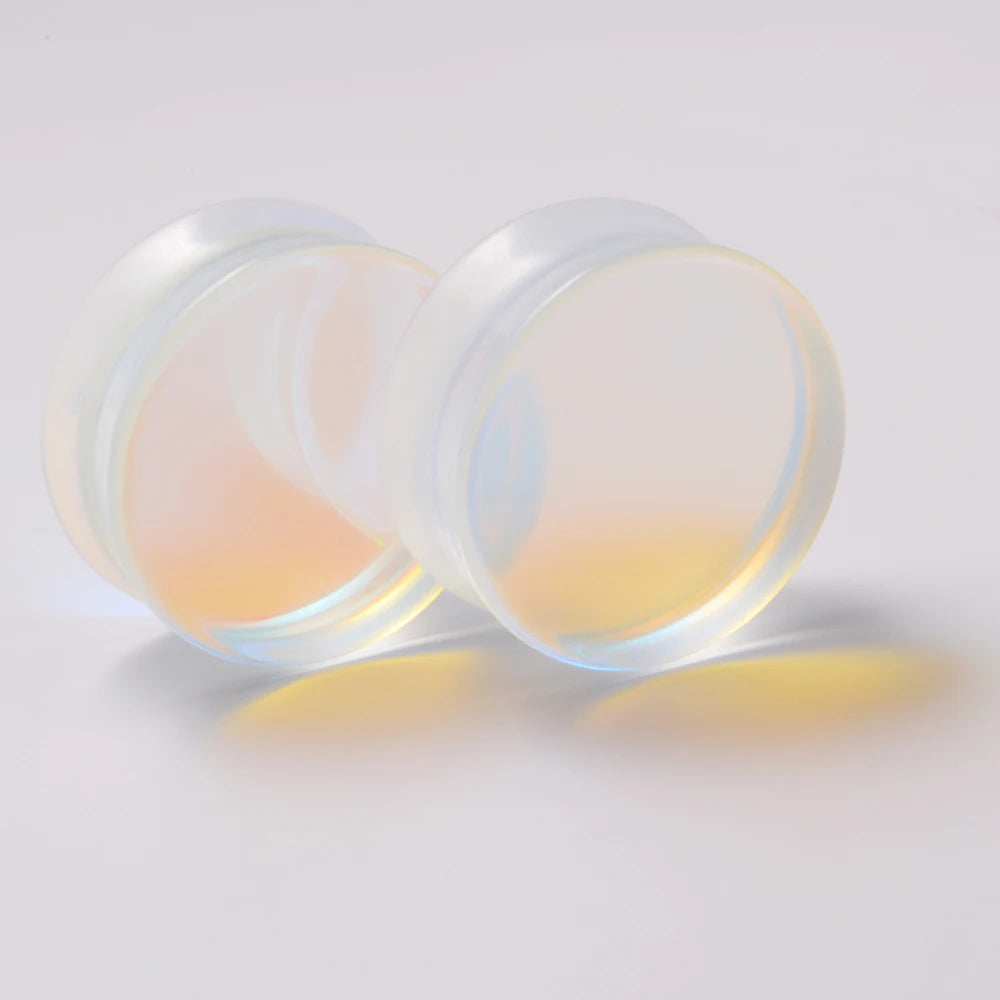 1 Piece Glass Double Flare Solid Ear Plug Expander AB Colorful Flat Ear Gauge Tunnel Body Piercing Jewelry 6mm-25mm