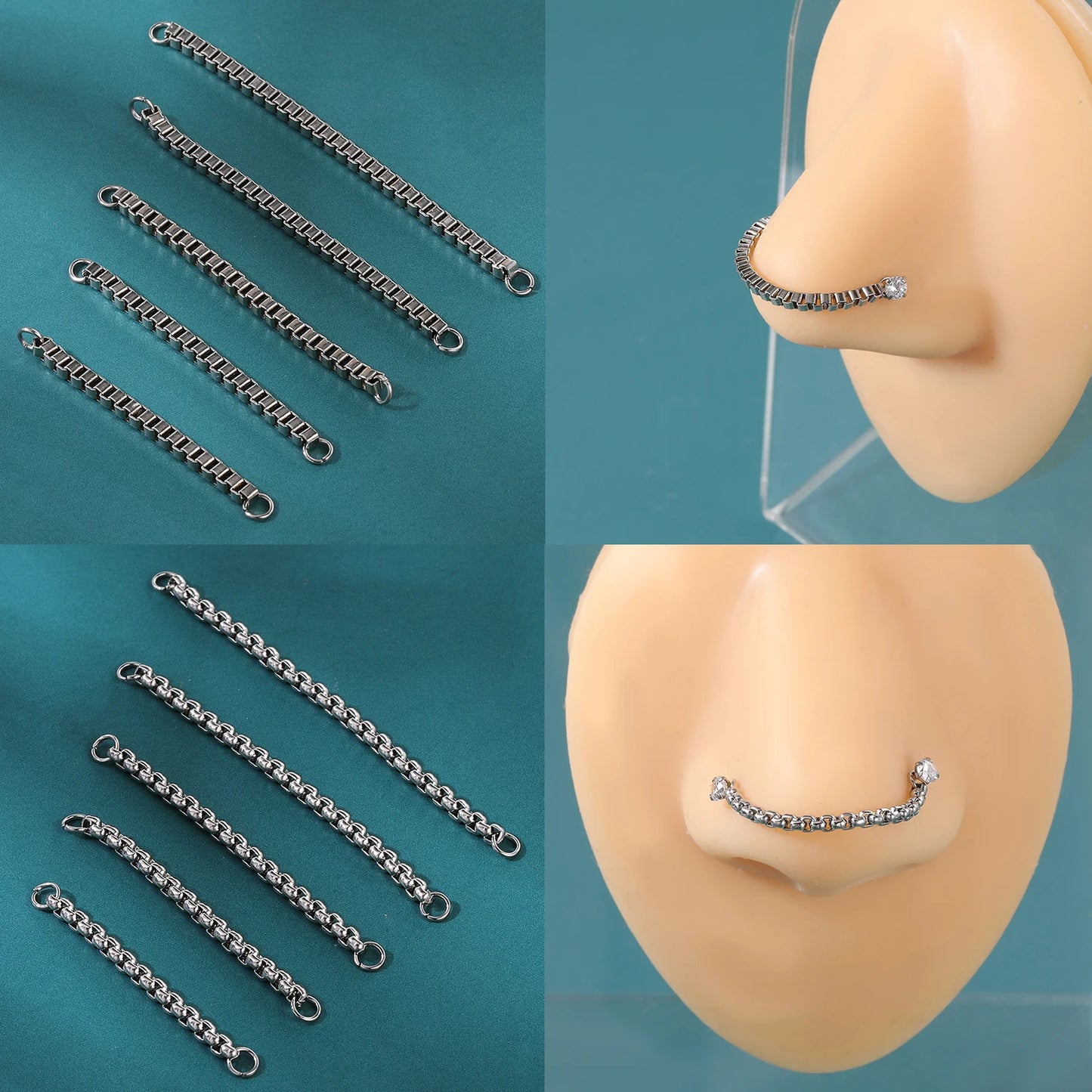 AOEDEJ 1PC Gold Color Nose Chain Jewelry Stainless Steel Industrial Piercing Chain Nostril Chain Women Body Piercing Jewelry