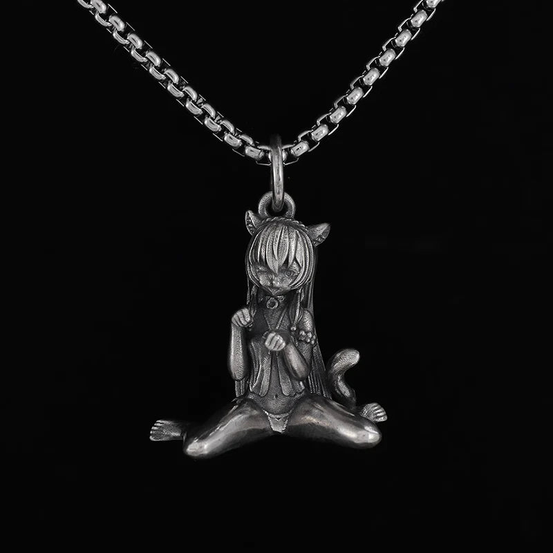 Fashion Cartoon Cute and Well-Behaved Cat Ears Goddess Necklace Ladies Pendant Anime Maid Cosplay Jewelry Gift for Girls