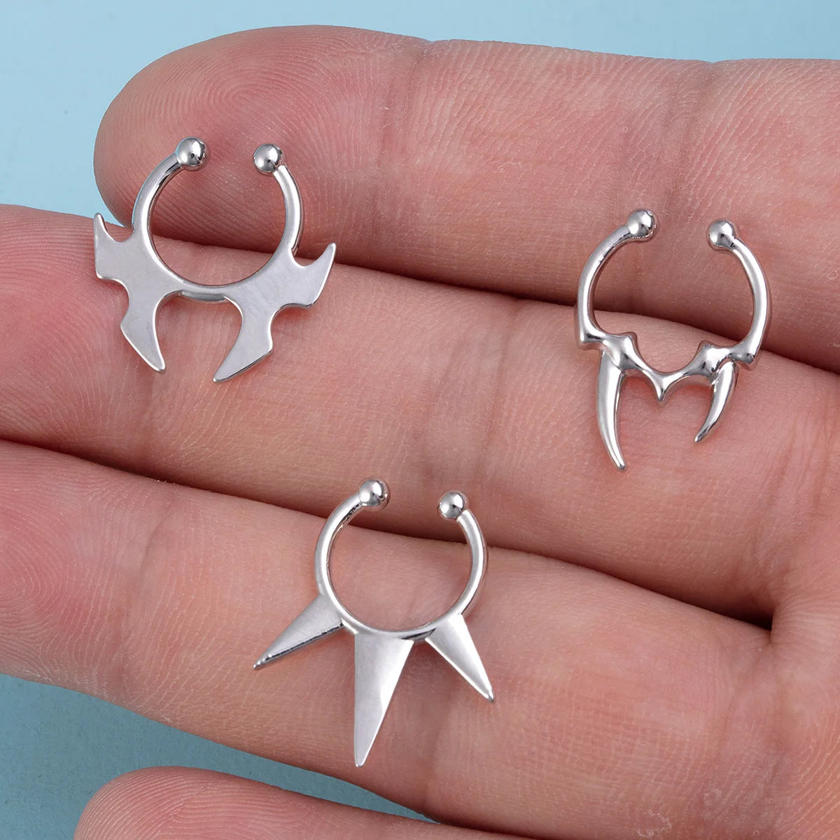 1-3pcs Fake Clip on Nose Rings Hoop Septum Non Piercing Nose Cuff Stainless Steel Horseshoe Punk for Men Women Body Jewelry