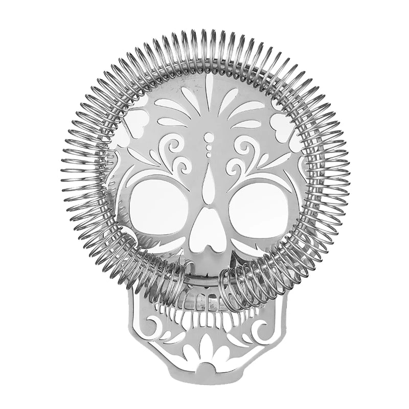 Cocktail Strainer Hawthorne Strainer with Skull Pattern Stainless Steel
