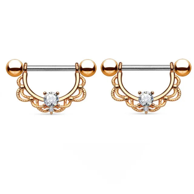 Stainless Steel Crown Nipple Piercing Set Heart Nipple Jewelry Bulk Crystal Nipple Ring Lot Piercing Pezon Body Jewelry Pack