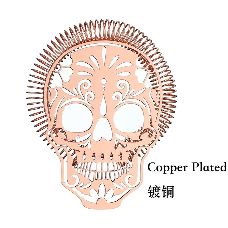 Cocktail Strainer Hawthorne Strainer with Skull Pattern Stainless Steel