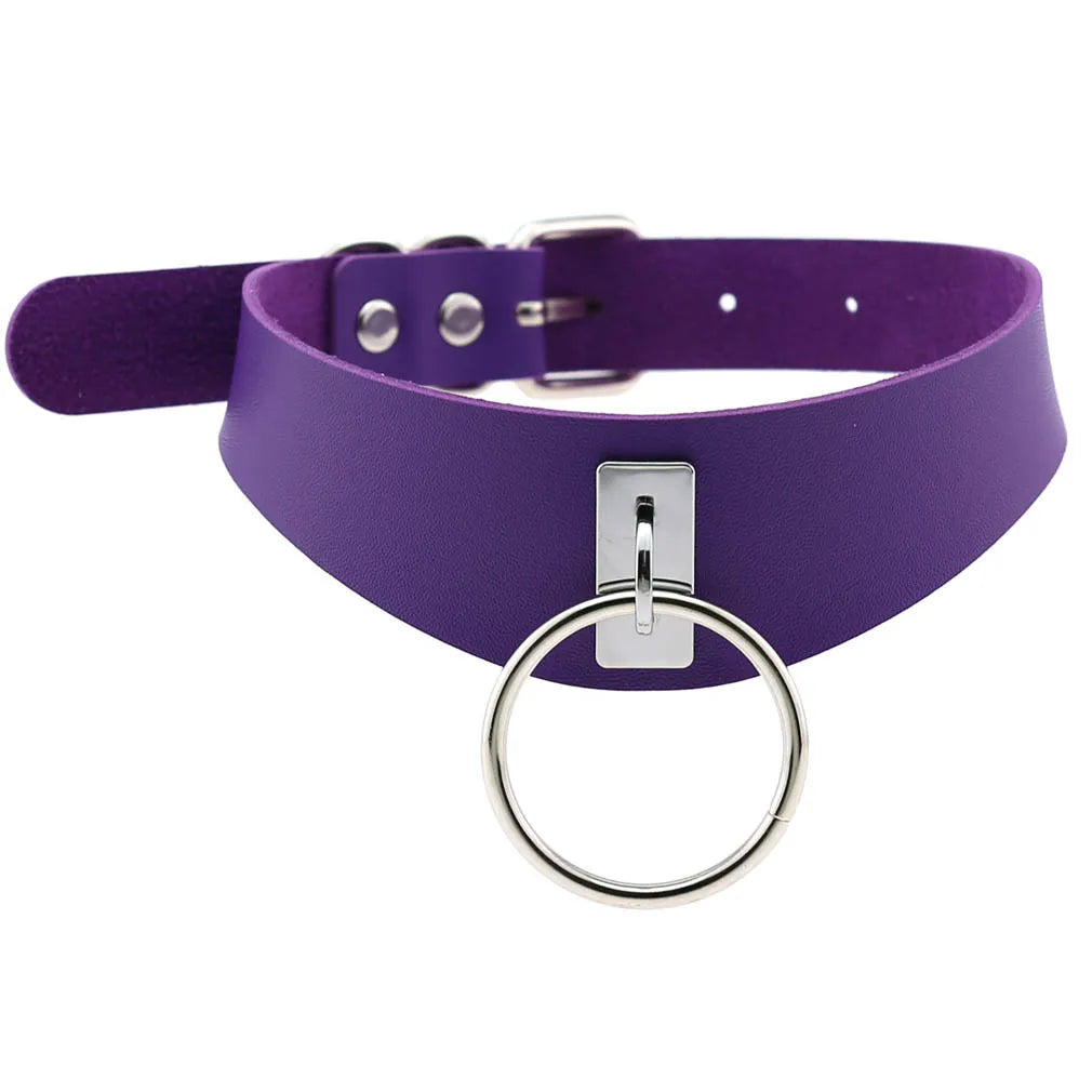 DIEZI Vintage Purple PU Leather Choker Necklace For Women Men Gift  Punk Gothic Statement Collar Pendant Necklace New Jewelry