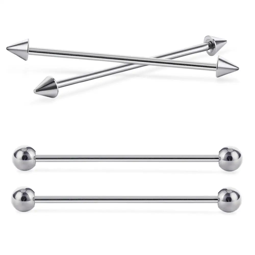 2pcs 14G 1.6mm Stainless Steel Industrial Barbell Long Ear Piercing Helix Tragus Cartilage Earrings Unisex Punk Body Jewelry