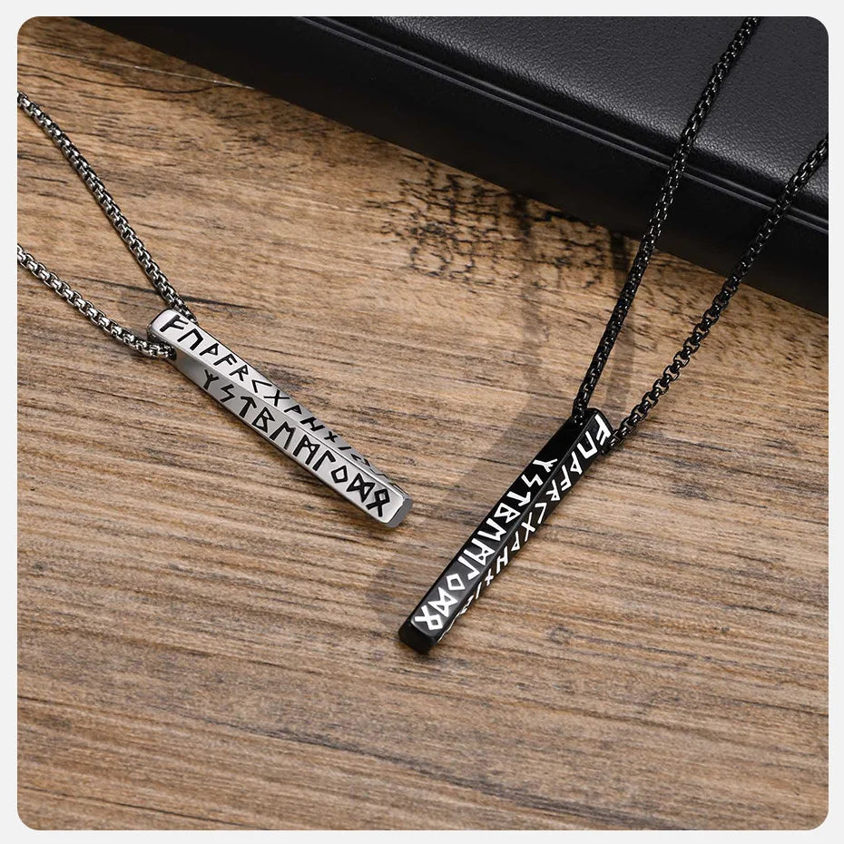 Vnox Viking Rune Necklaces for Men, Vertical 3D Mobius Bar Pendant, Protection Almut Jewelry Collar