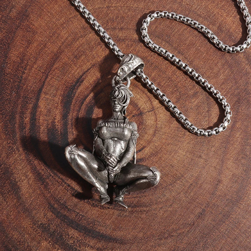 Retro Punk Killer Pendant Necklace for Men and Women Personalized Cool Jewelry Unique Gift for Couples