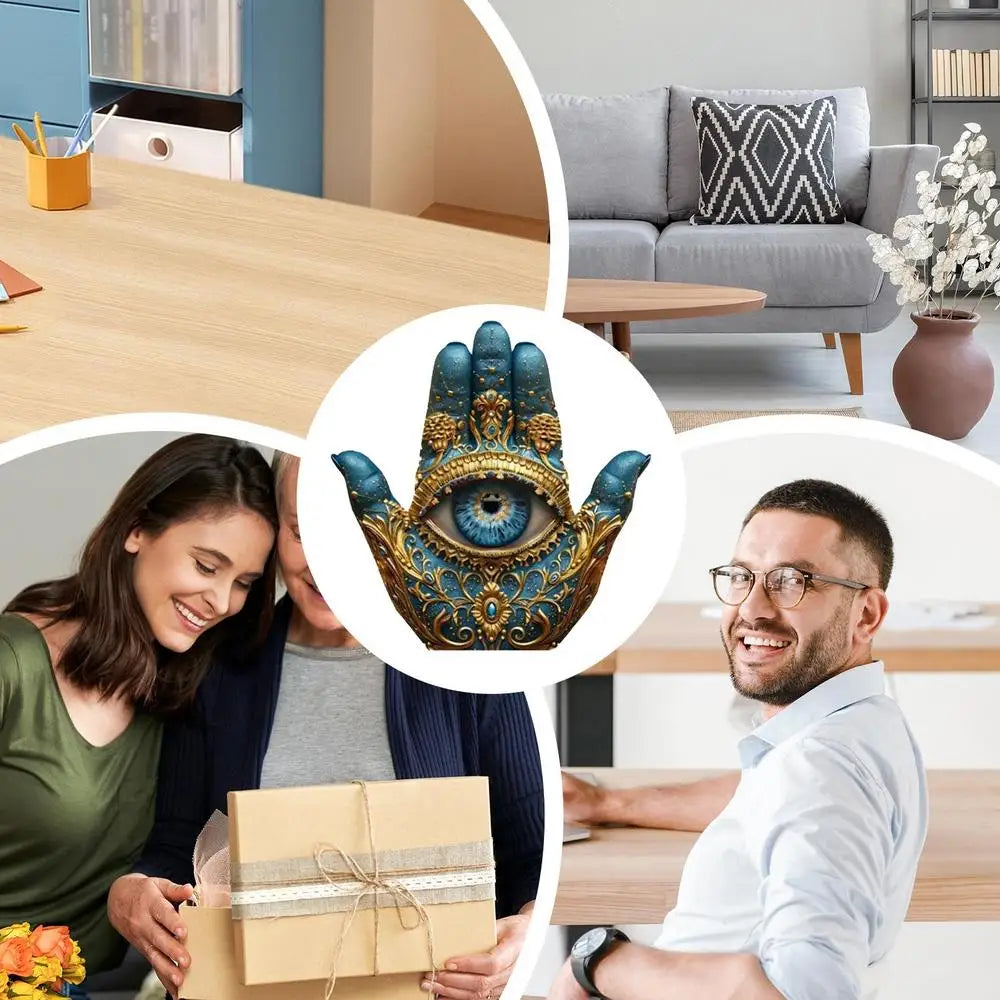 Evil Eye Hand Decor Palm Sculpture Evil Eye Hands Decorative Sculpture Home Decor Statue Figurine Ornament for Bookshelf Desk