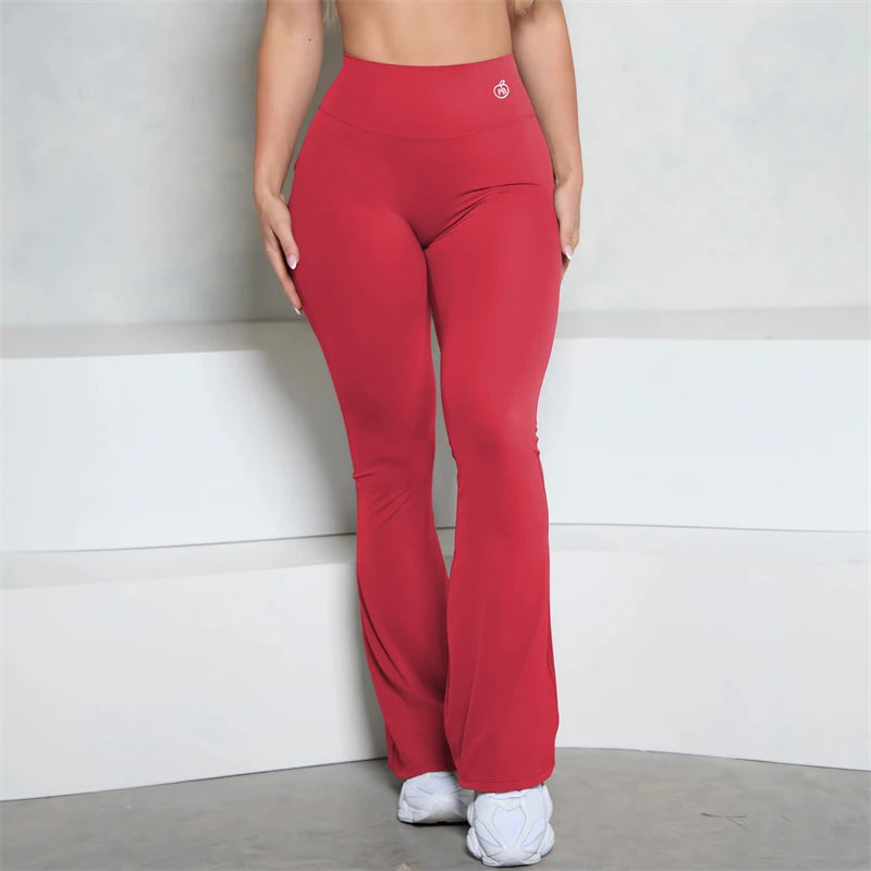 BUM Grey Pocket Flare Scrunch Butt Pants PB Women Tight-Fit Sexy Slim High Waist Pants Push Up Sport Fitness Flare Leggings
