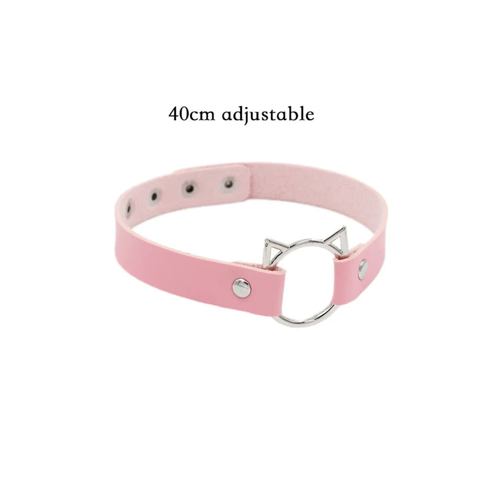 Pink Sexy Trendy Rock Gothic Collar Necklaces Jewelry Gothic Leather Heart Rivets Harajuku Punk Choker Necklace for Women Gift