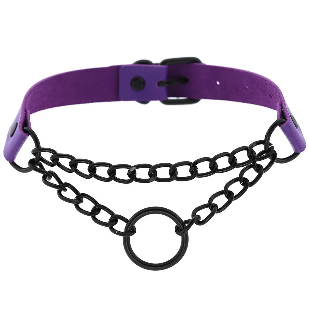 DIEZI Vintage Purple PU Leather Choker Necklace For Women Men Gift  Punk Gothic Statement Collar Pendant Necklace New Jewelry