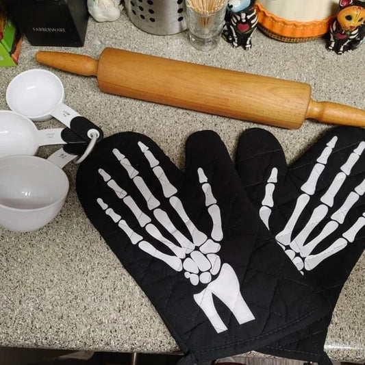 halloween Skeleton Hand Soft Oven Mitt set Housewarming Pot Gift Holder Hostess Dad Room Decoration halloween Party Supplies