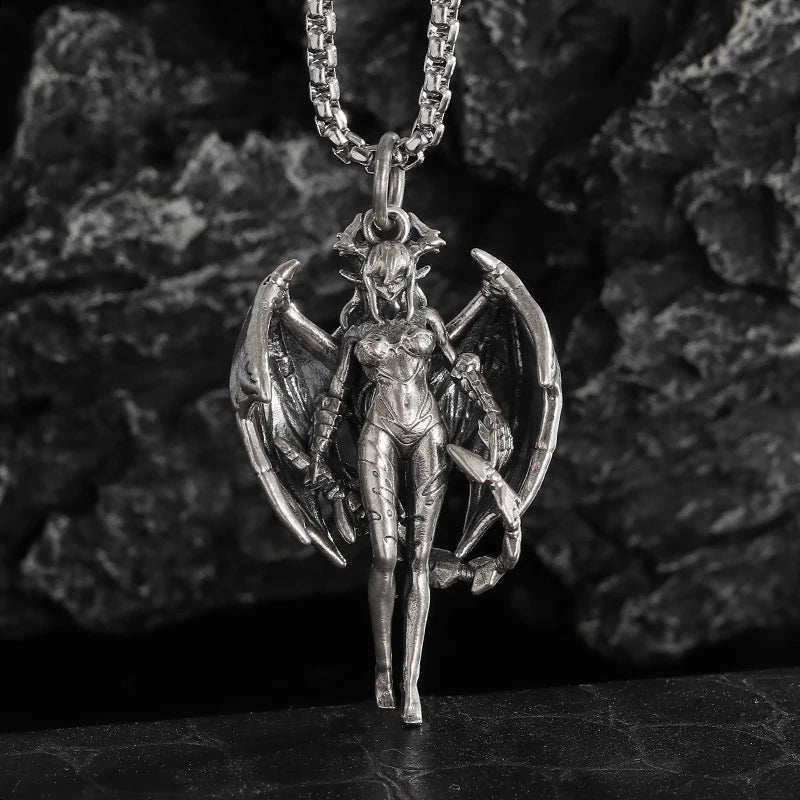 Fashion silver color guardian angel pendant necklace men and women personality angel wings prayer pendant necklace couple gift